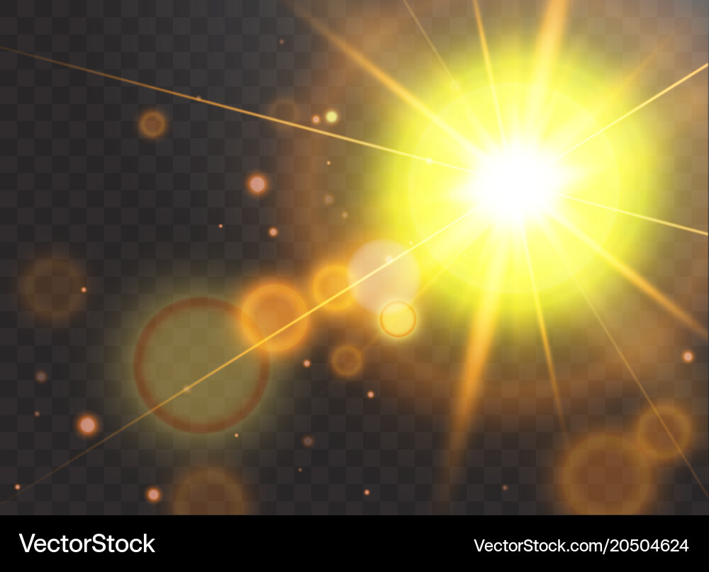 Realistic sun flare starburst transparent Vector Image