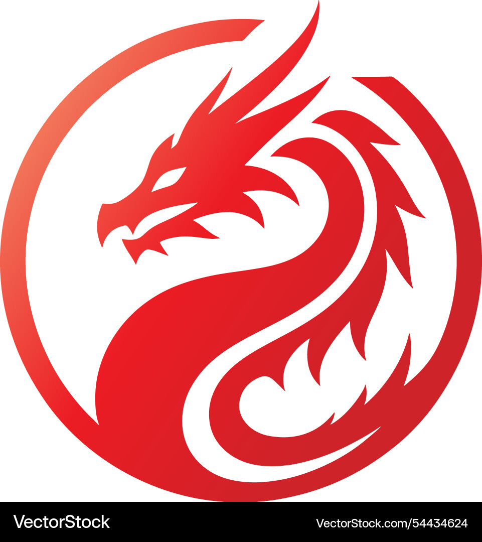 Red dragon head in a circle Vector Image