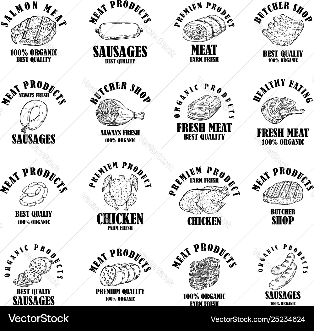 Set meat products labels design element Set meat products labels design element vector image