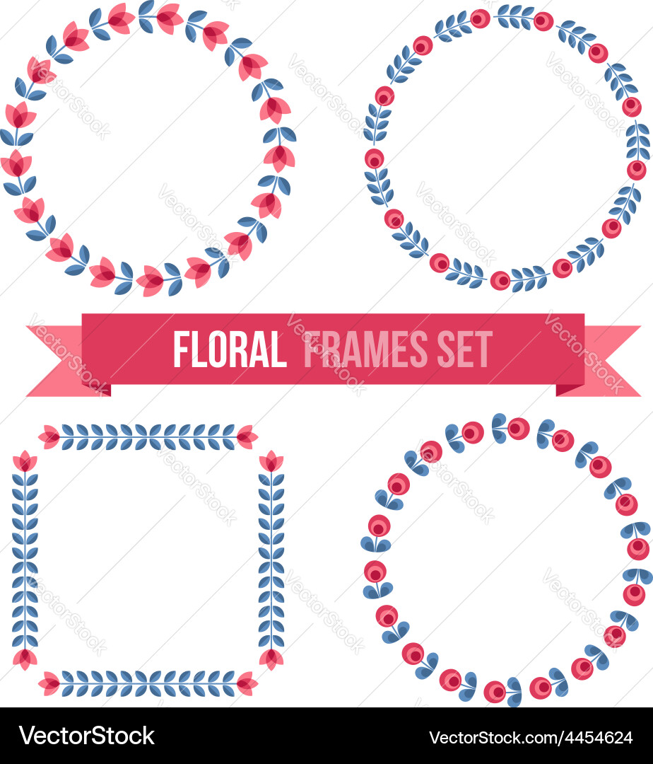 Set of design elements - round floral frames vector image