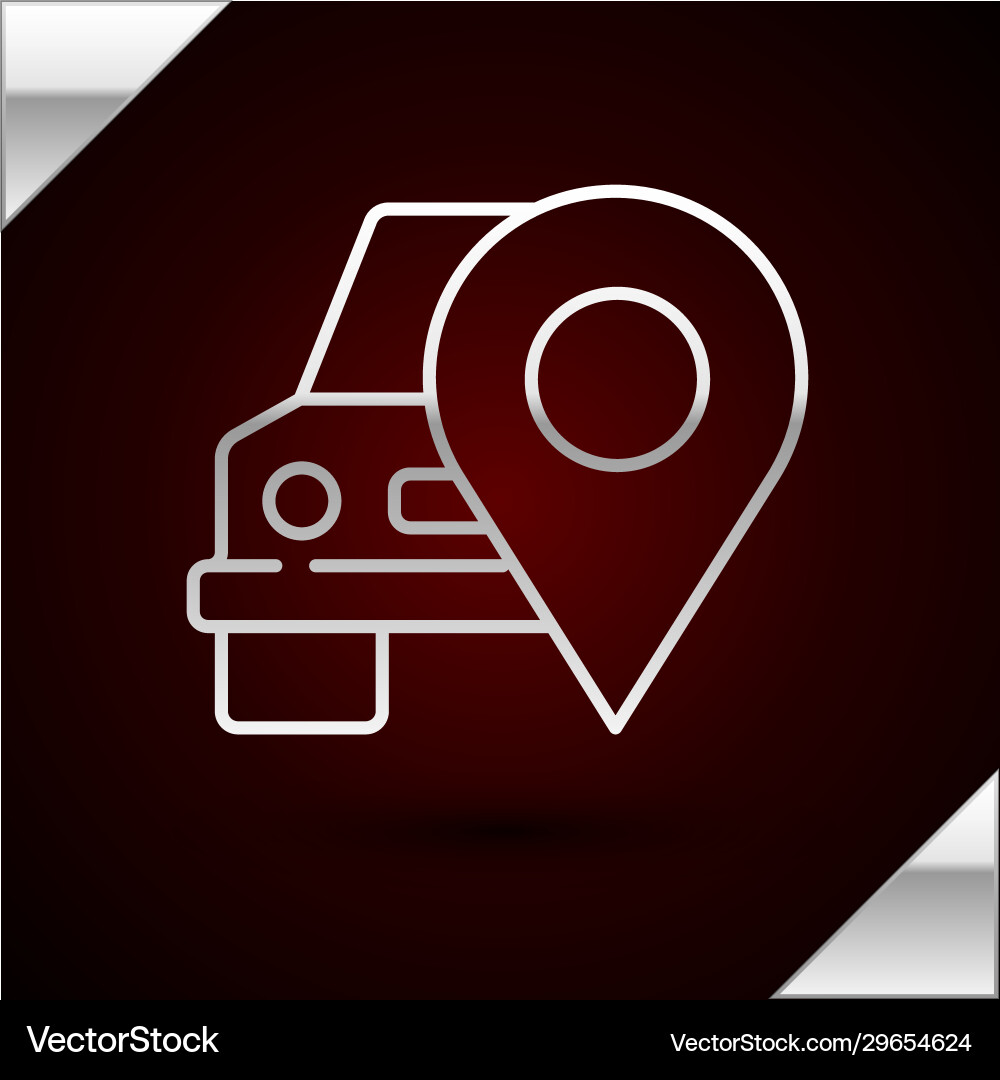 Silver line map pointer with taxi icon isolated Silver line map pointer with taxi icon isolated vector image