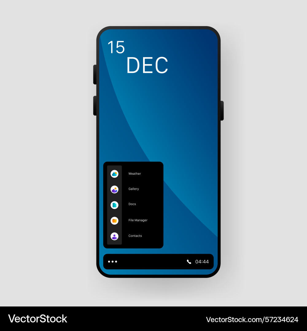 Smartphone interface with minimal app menu vector image