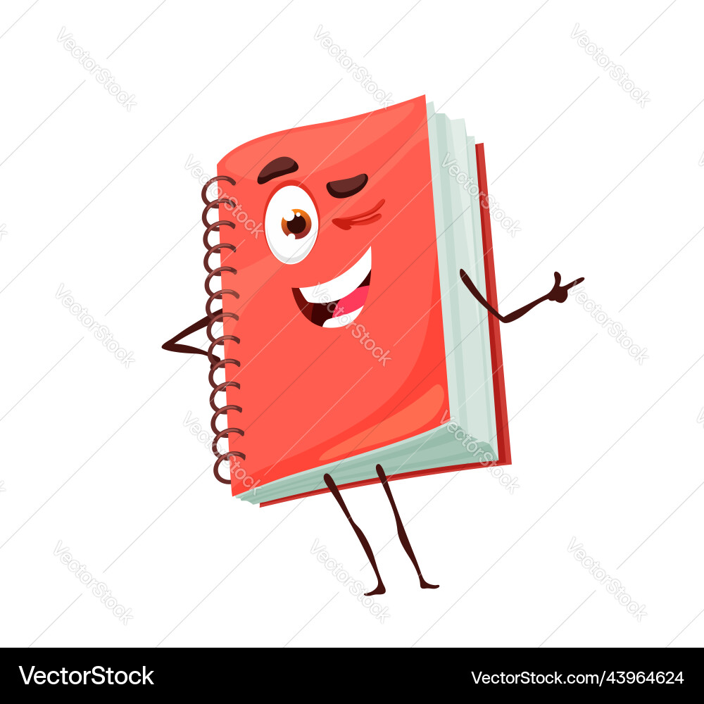 Smiling Red Notebook Character Vector Image