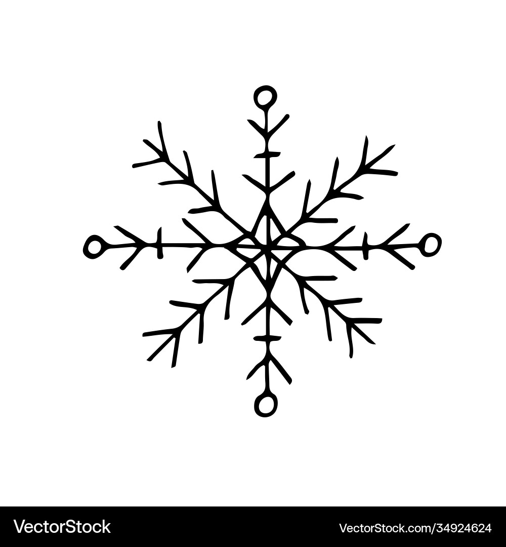 Snowflake doodle graphic hand-drawn Vector Image