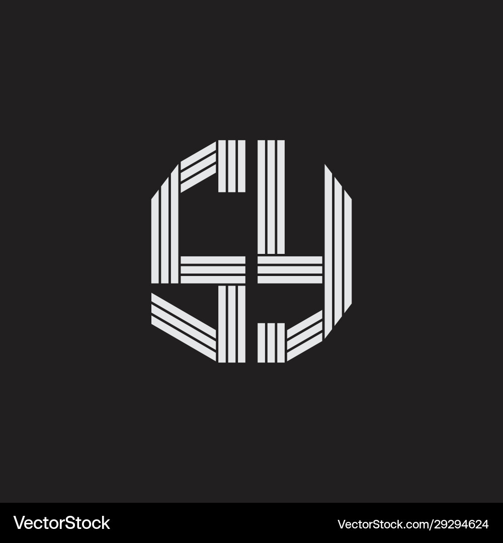 Sy logo monogram with outline style linked vector image