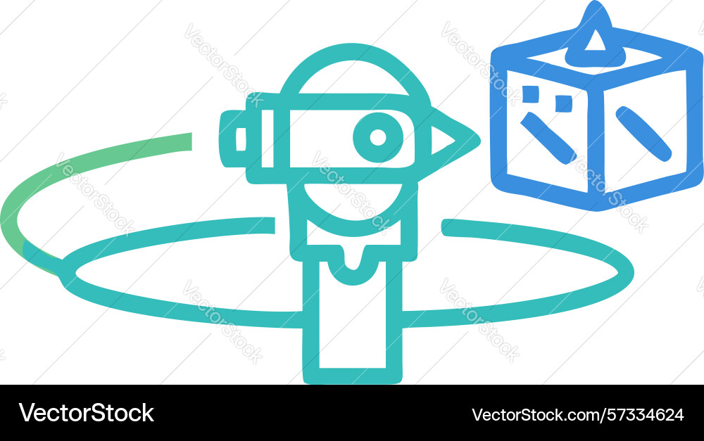 Virtual reality interaction icon with floating vector image