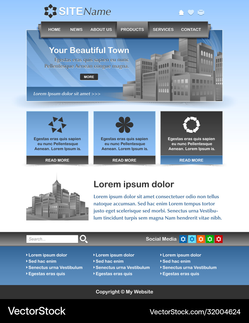 Website template layout Website template layout vector image