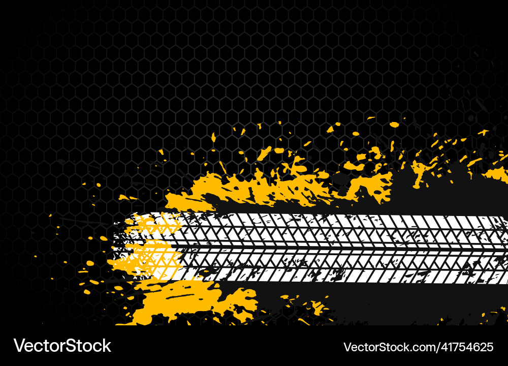 Abstract splatter background with tire track Abstract splatter background with tire track Vector Image
