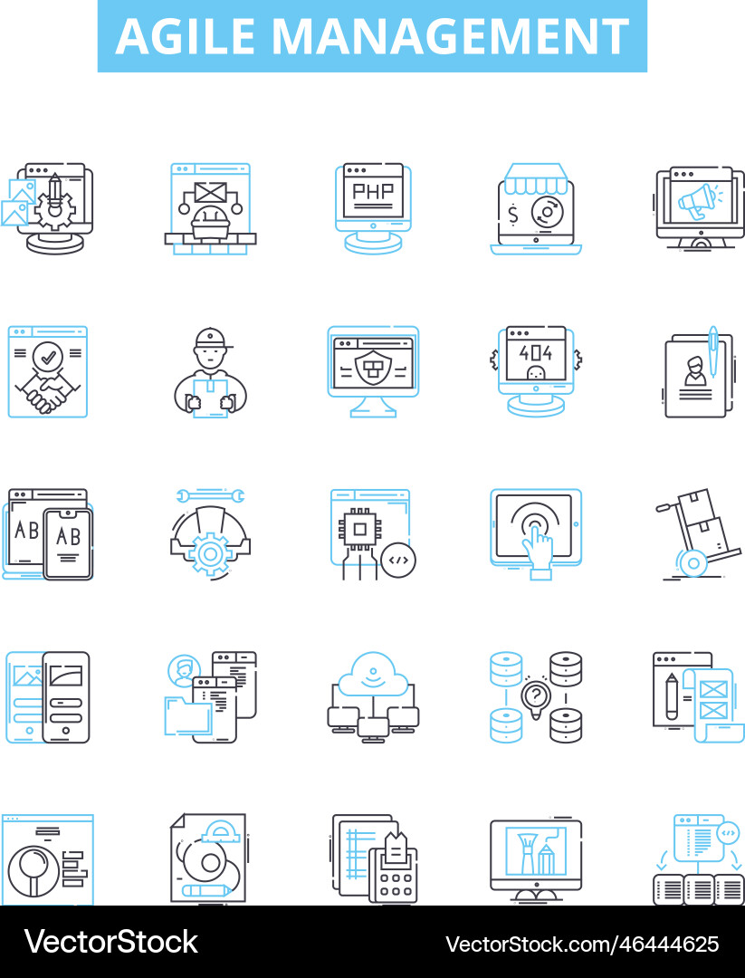 Agile management line icons set Agile management line icons set Vector Image