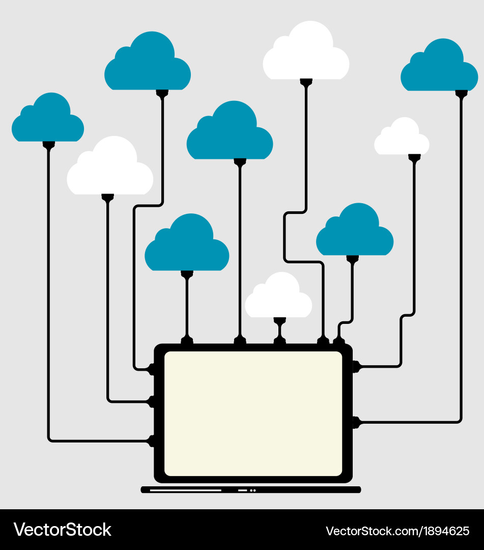 Cloud computing concept on different electronic vector image