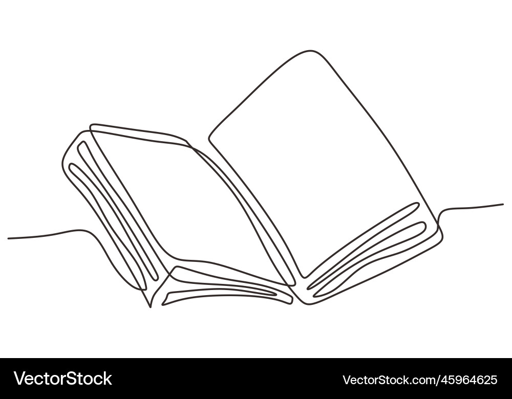 Continuous one line drawing open book with flying Continuous one line drawing open book with flying vector image