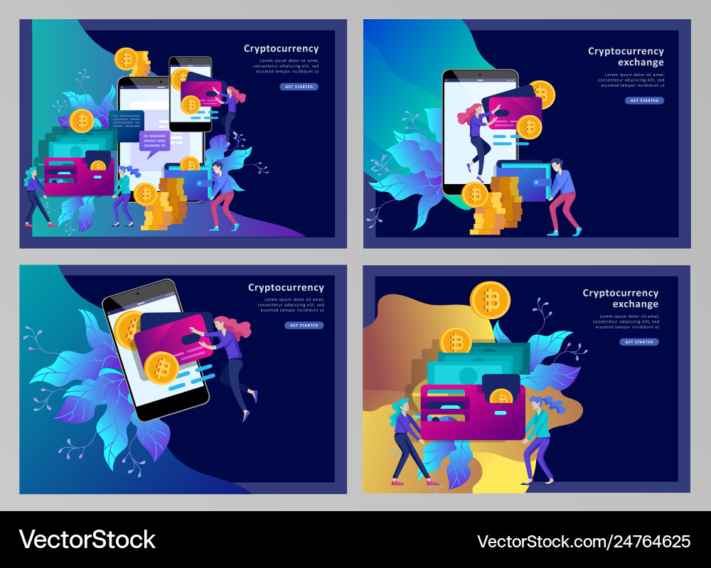 Cryptocurrency and blockchain composition Cryptocurrency and blockchain composition vector image