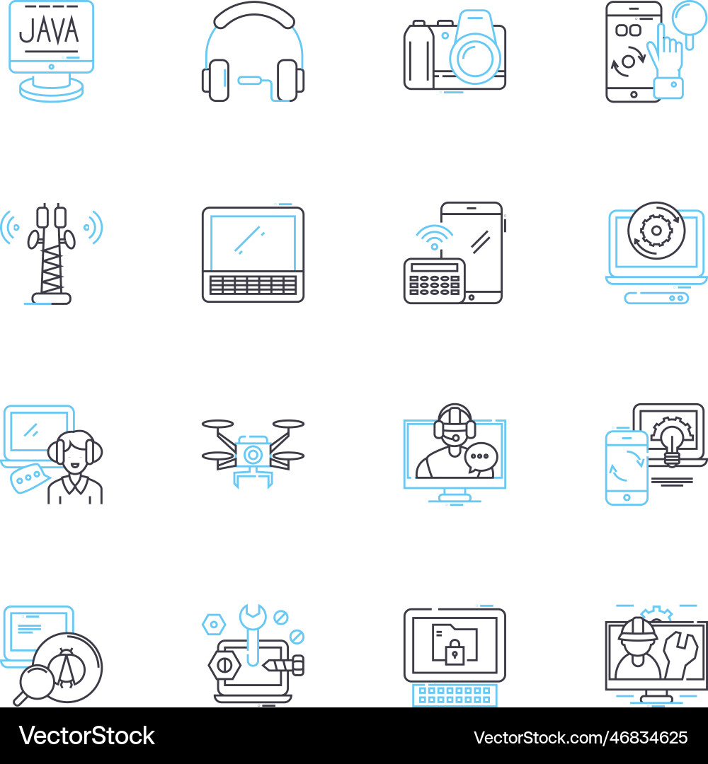 Cyber security linear icons set encryption Cyber security linear icons set encryption vector image