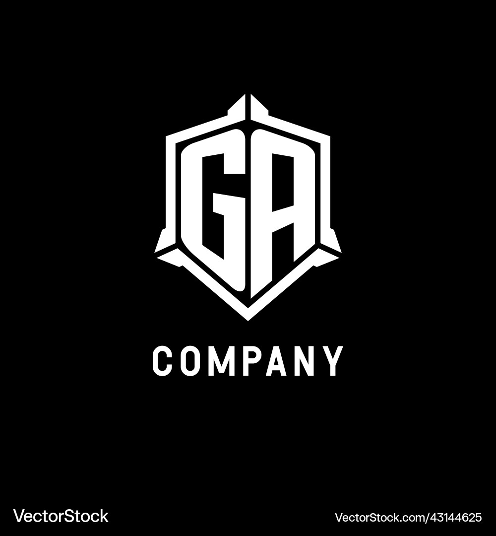 Ga logo initial with shield shape design style Vector Image