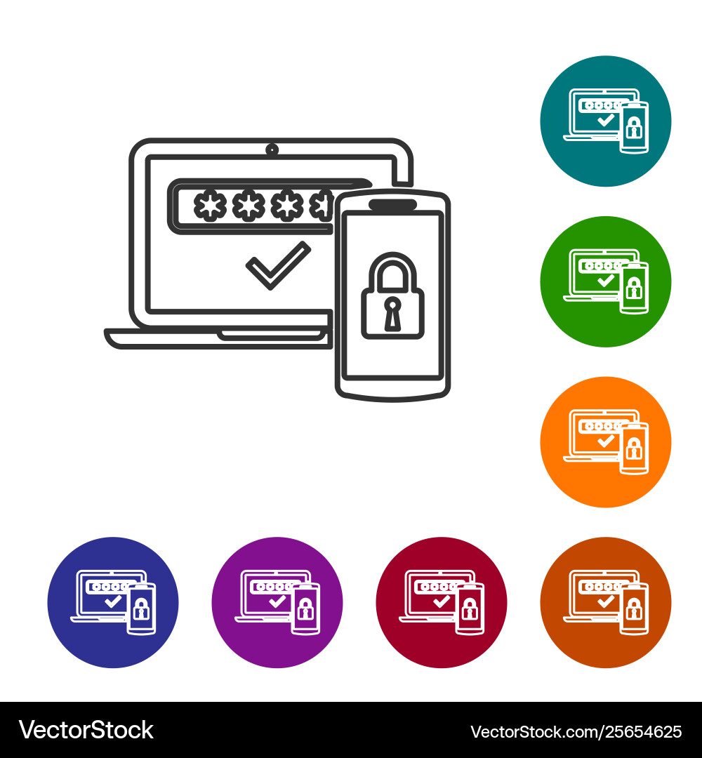 Grey multi factor two steps authentication line Grey multi factor two steps authentication line vector image