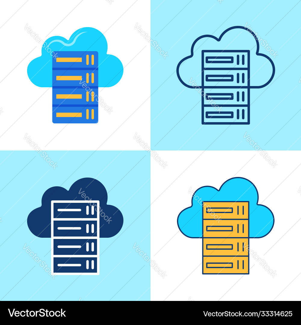 Hosting Icon Set - Cloud & Data Center vector image