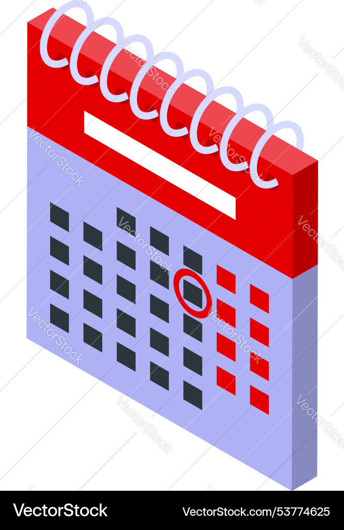 Isometric calendar showing scheduled events Vector Image