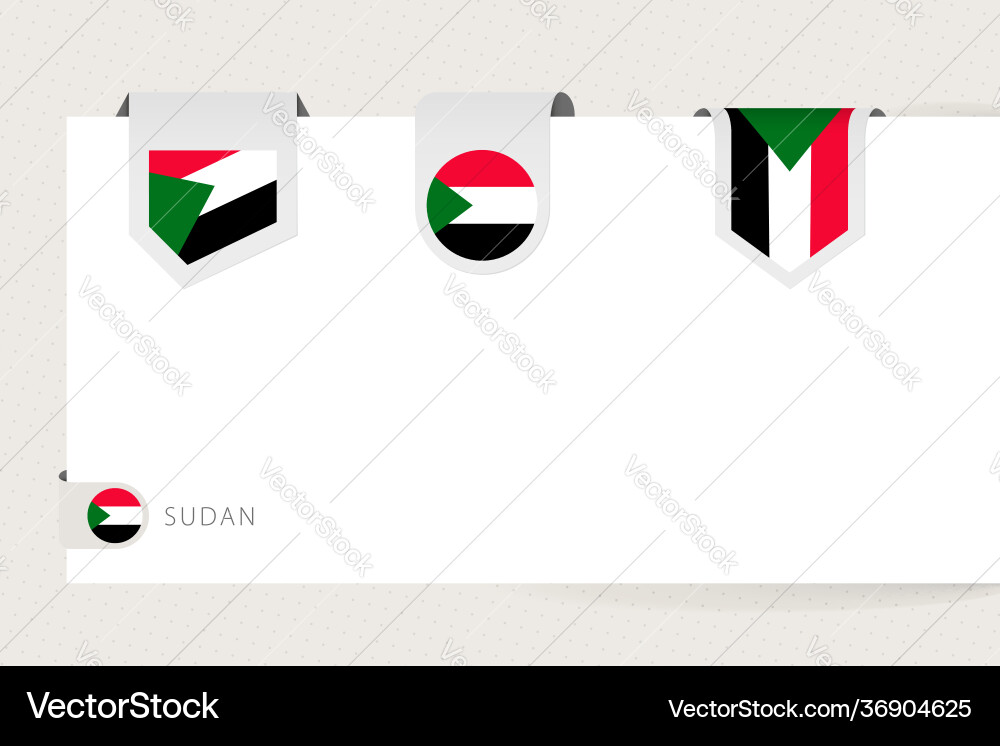 Label flag collection sudan in different shape Vector Image