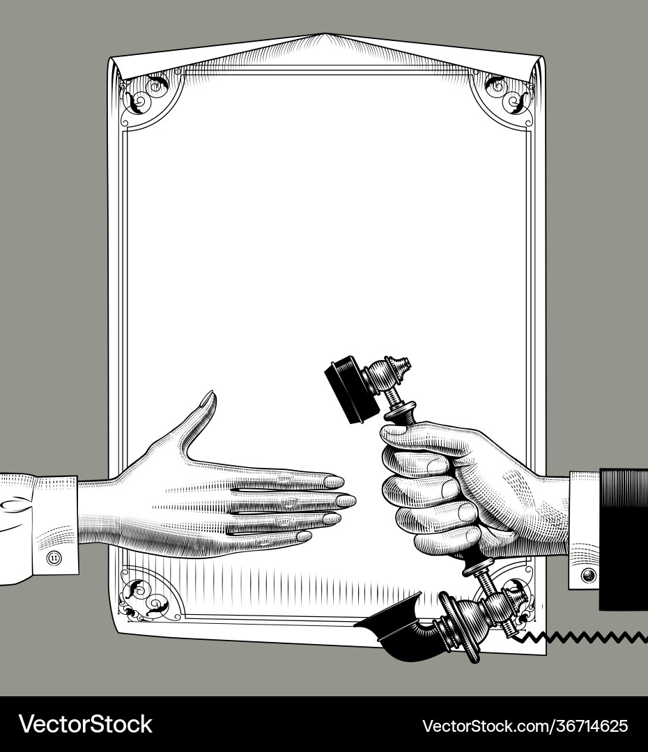 Male hand give a receiver black retro phone Male hand give a receiver black retro phone vector image