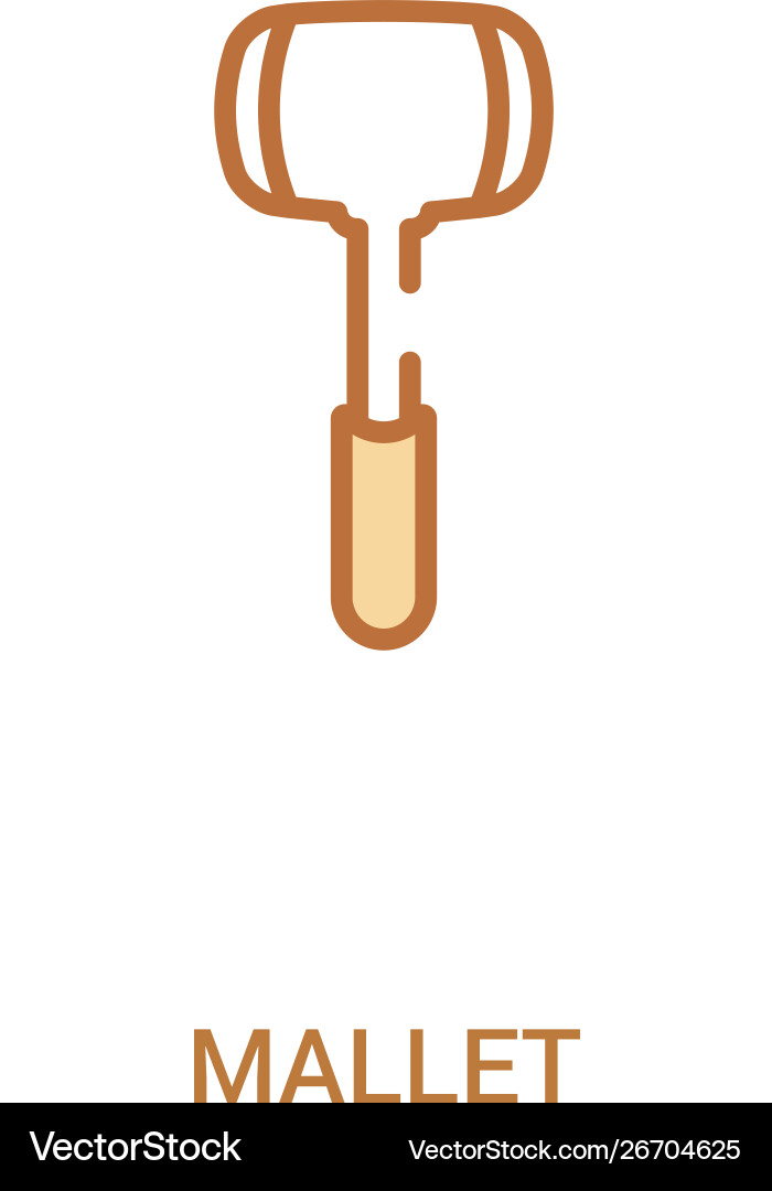 Mallet concept 2 colored icon simple line element Mallet concept 2 colored icon simple line element vector image