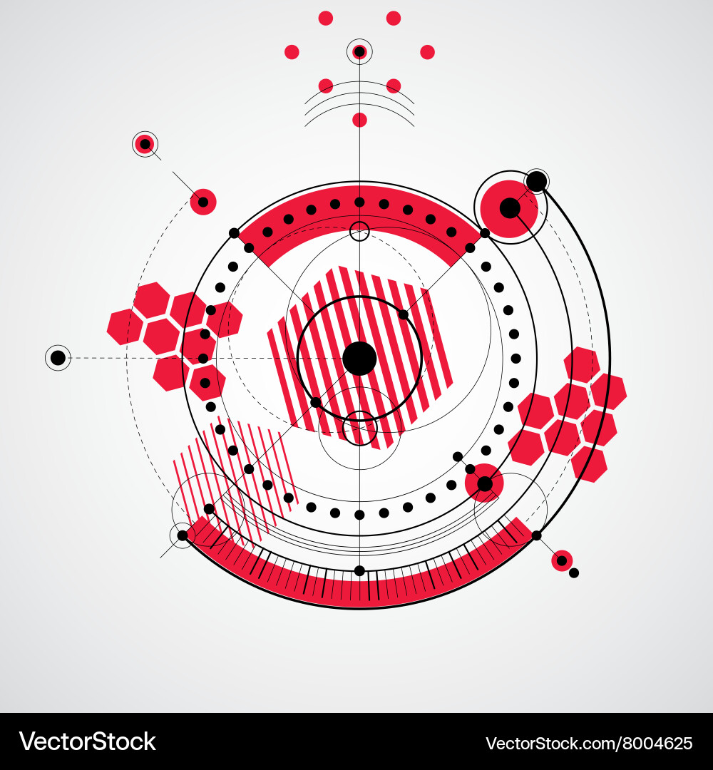 Mechanical scheme red engineering drawing vector image