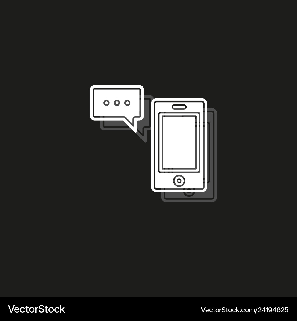 Mobile icon with text message - sms communication vector image