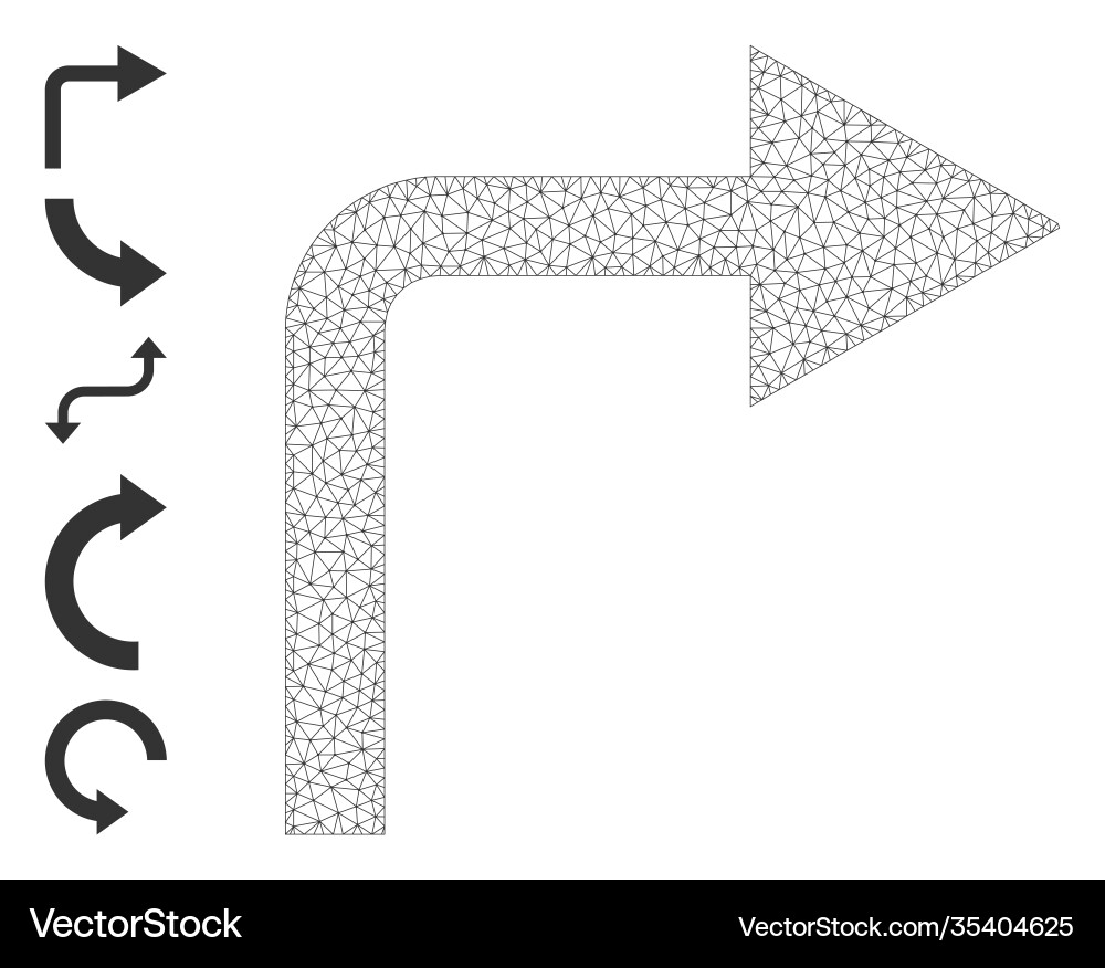 Polygonal net turn right icon with simple Polygonal net turn right icon with simple vector image