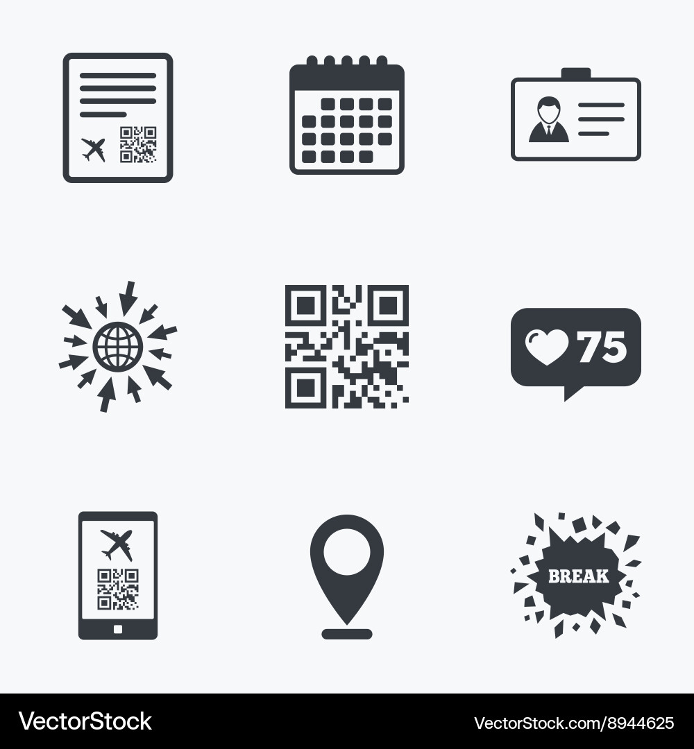 Qr scan code icon boarding pass flight sign Vector Image
