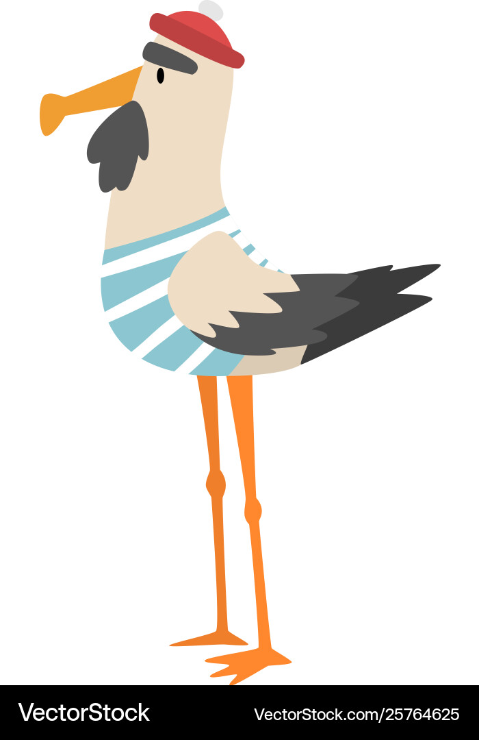 Seagull Segler lustige Vogel Cartoon Charakter Seagull Segler lustige Vogel Cartoon Charakter vektorbild