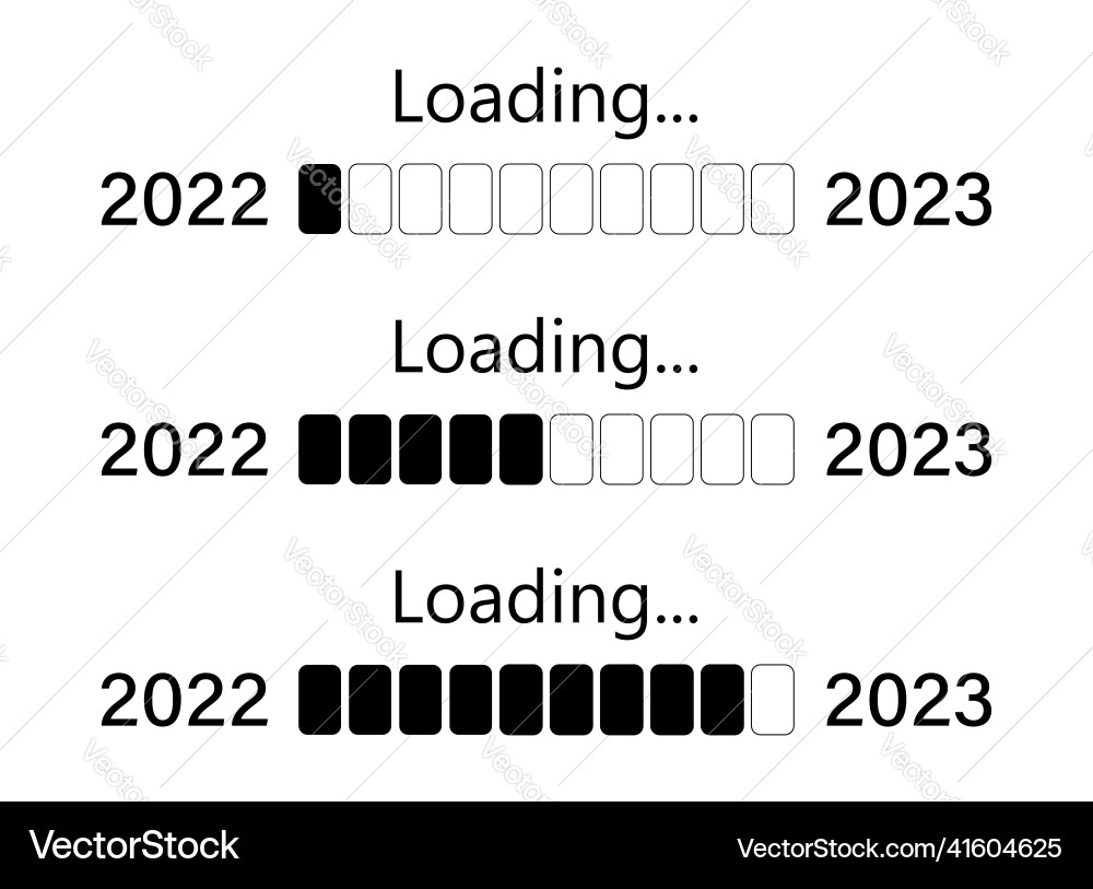 Set of happy new year bar showing loading from Set of happy new year bar showing loading from Vector Image