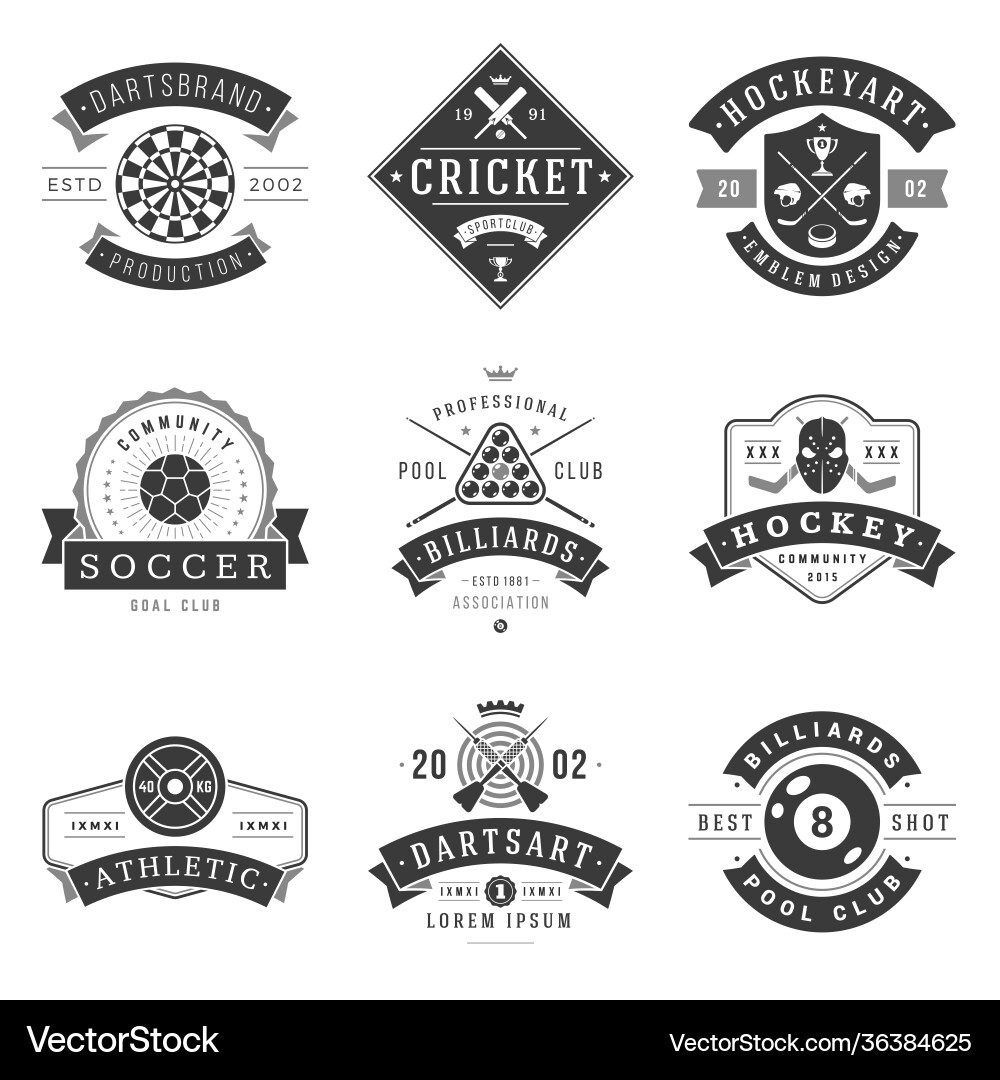 Sports clubs and sections logos set Sports clubs and sections logos set vector image