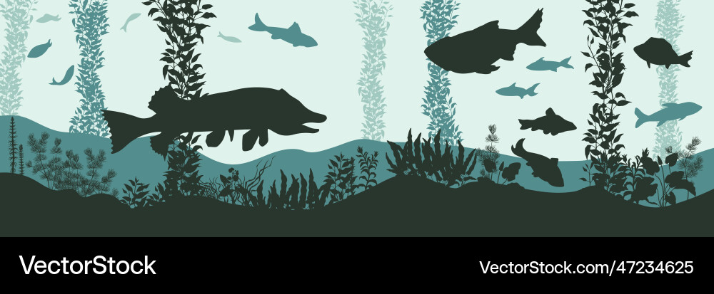 Underwater River Scene with Fish Royalty Free Vector Image
