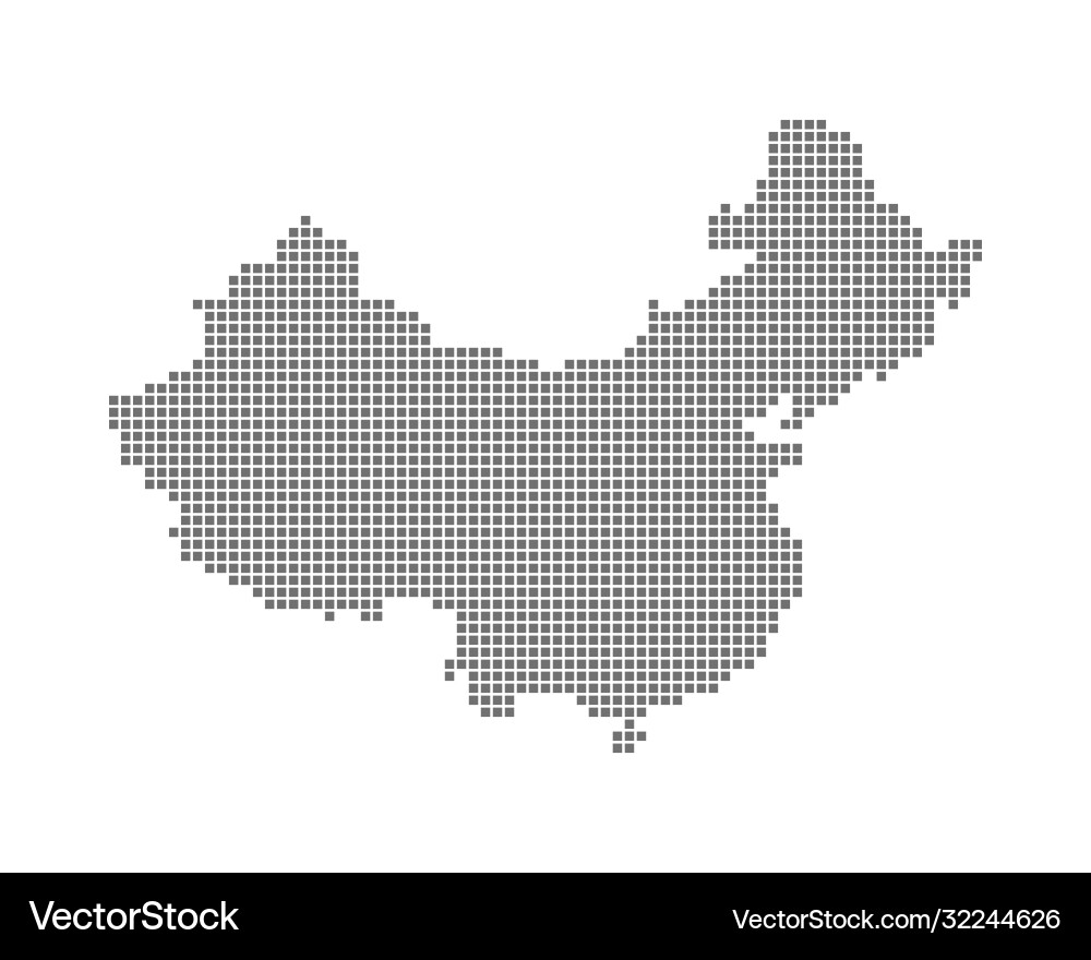 Abstract china map with square pixel dots spot Vector Image