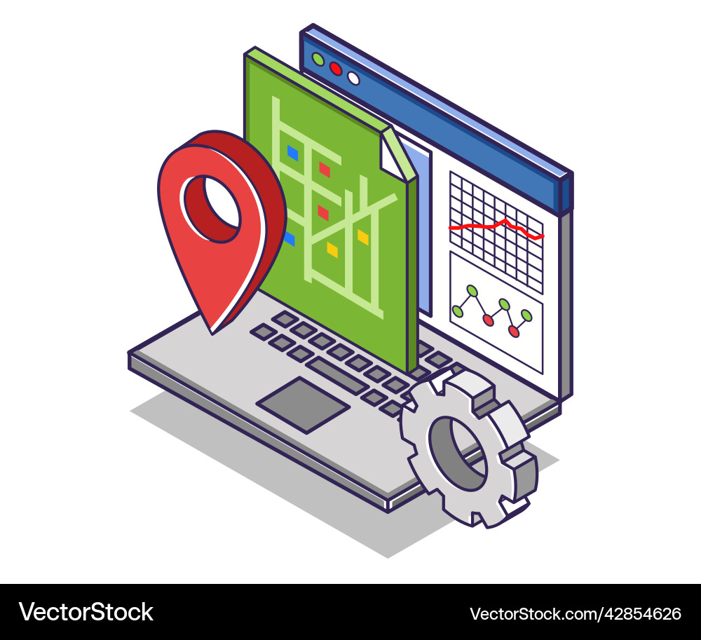 Analysis of location map data with the application Analysis of location map data with the application Vector Image
