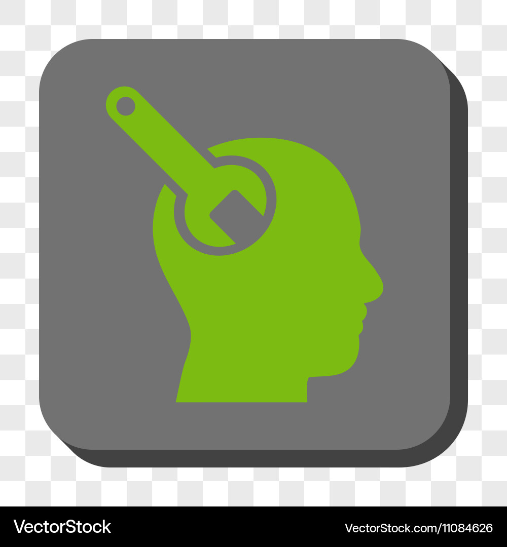 Brain tool rounded square button vector image