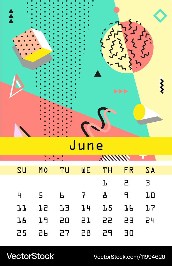 Calendar 2017 retro vintage 80s or 90s fashion Vector Image