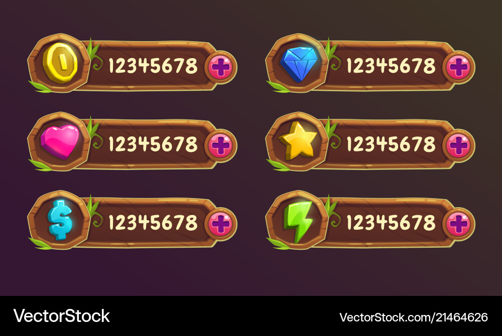 Cartoon Game UI Elements Set vector image