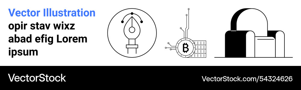 Digital pen nib blockchain circuit and modern Vector Image