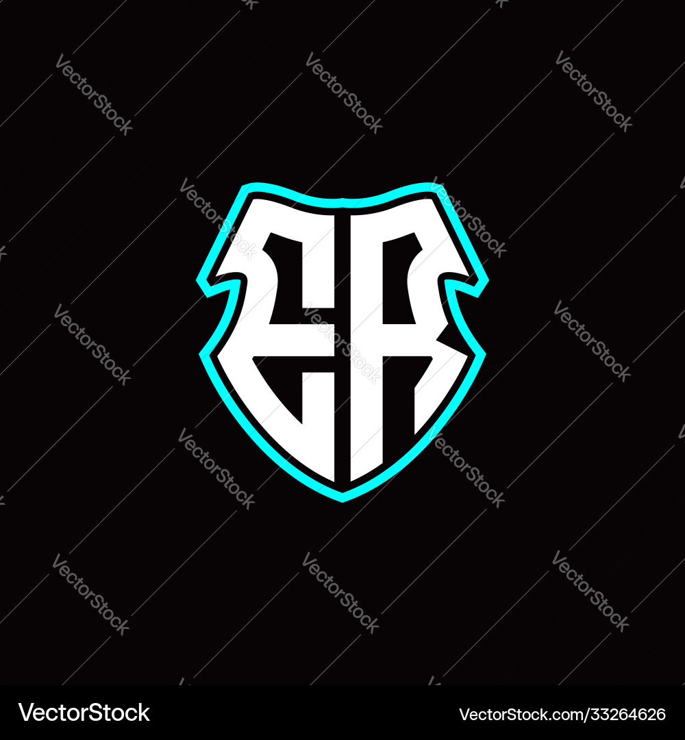 Er initial logo design with a shield shape Vector Image