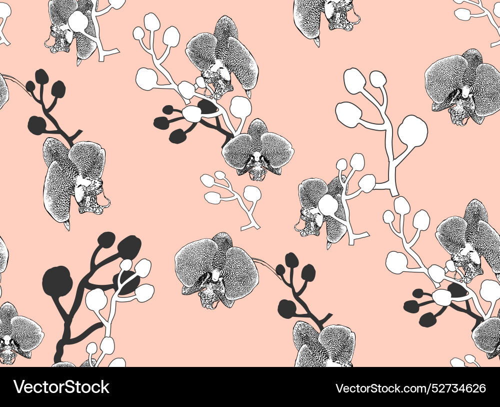 Exotic floral seamless pattern with spotted orchid