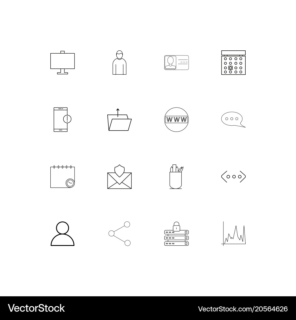 Internet technologies simple linear icons set Vector Image