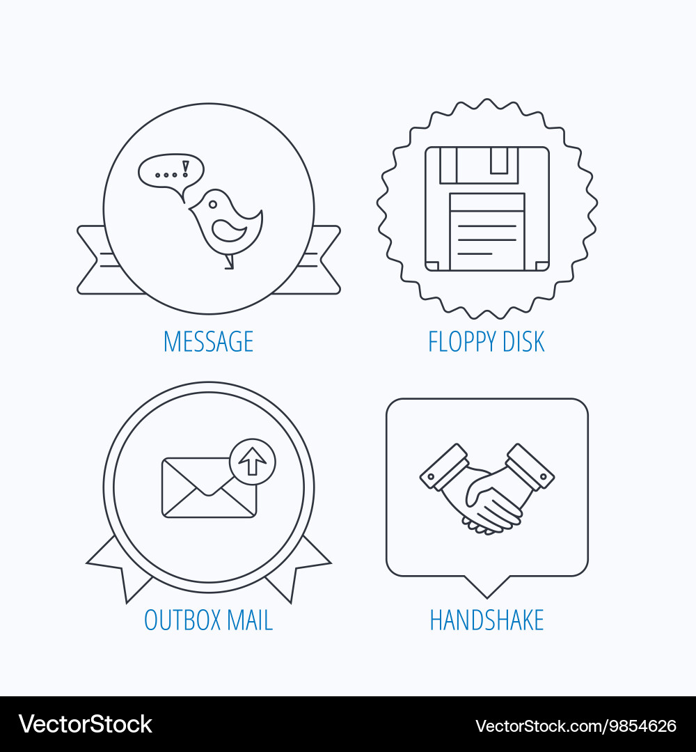 Outbox mail message and handshake icons vector image