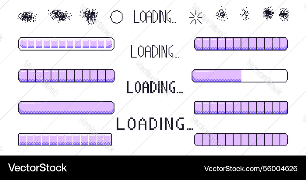 Pixel art loading bar interface 8 bit game Pixel art loading bar interface 8 bit game vector image