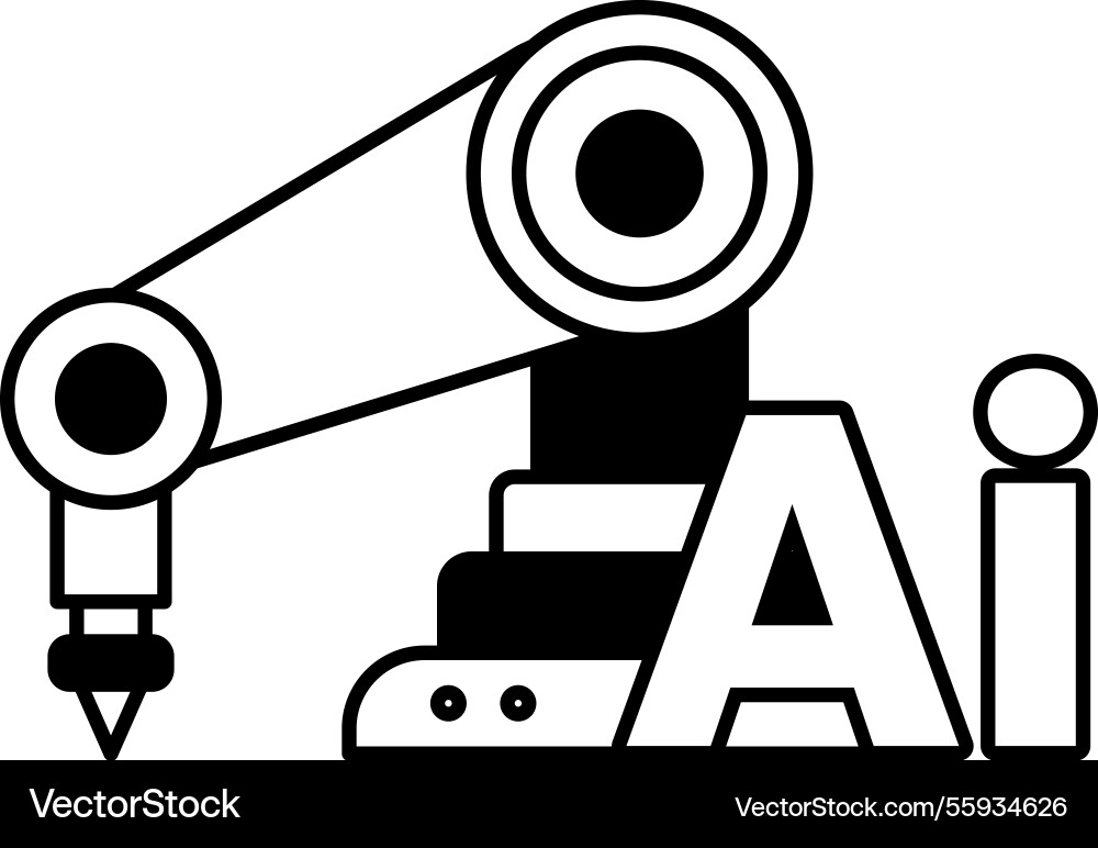 Robot is shown with the letters ai Vector Image
