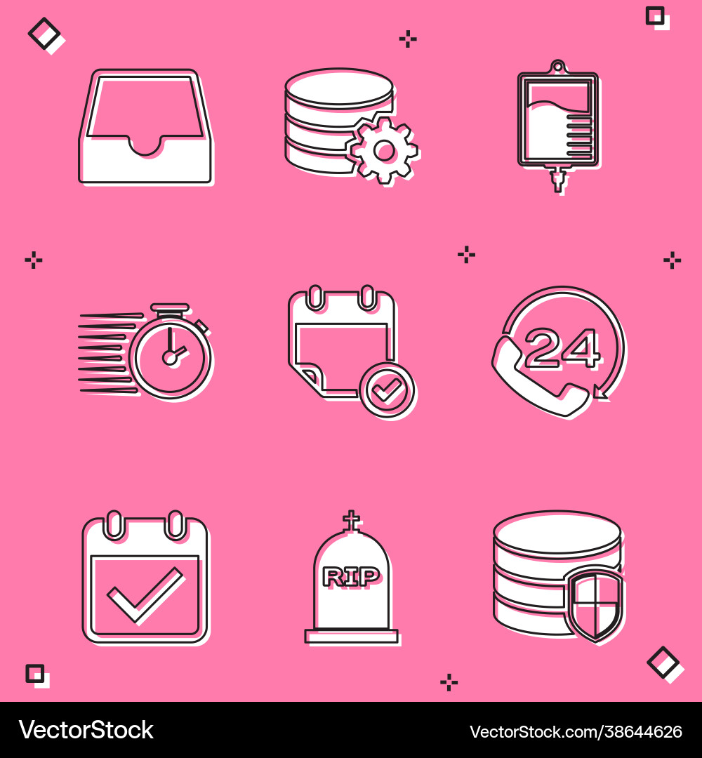 Set social media inbox setting database server vector image
