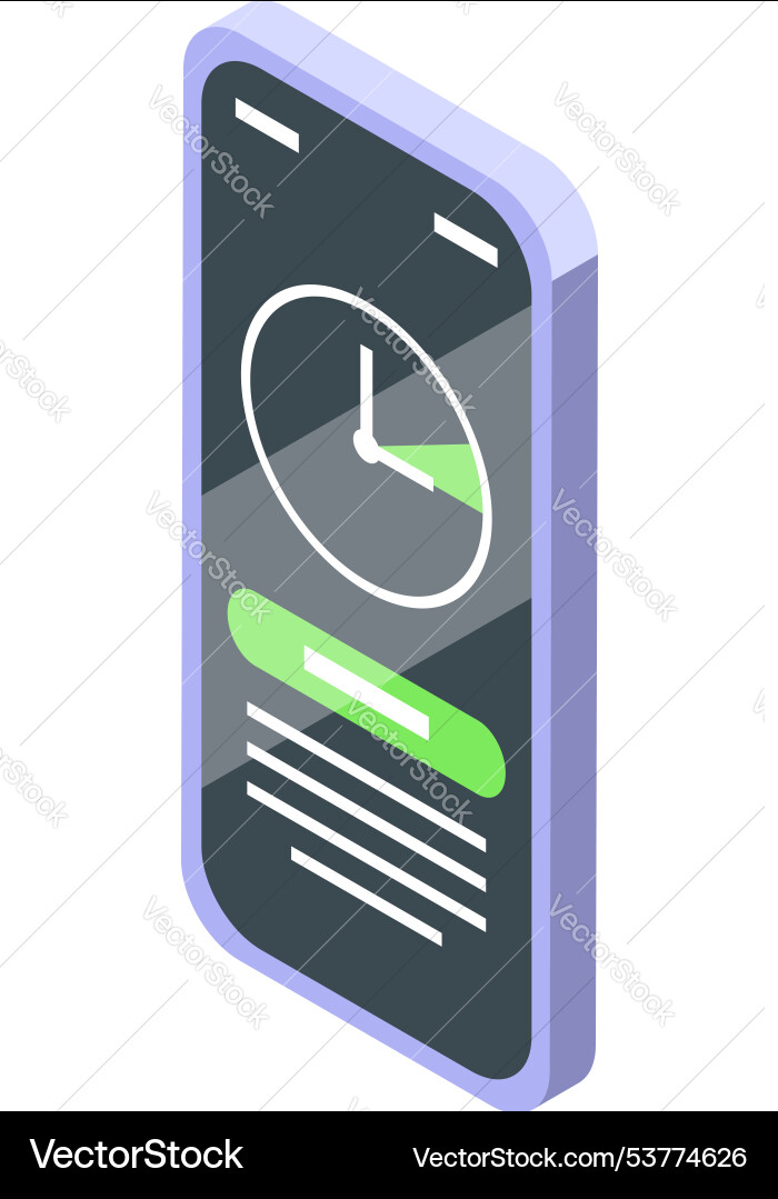 Smartphone showing time management interface Smartphone showing time management interface vector image