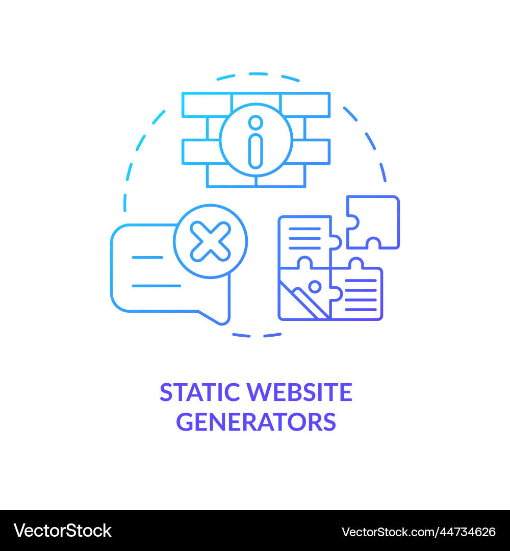 Static website generators blue gradient concept Static website generators blue gradient concept vector image