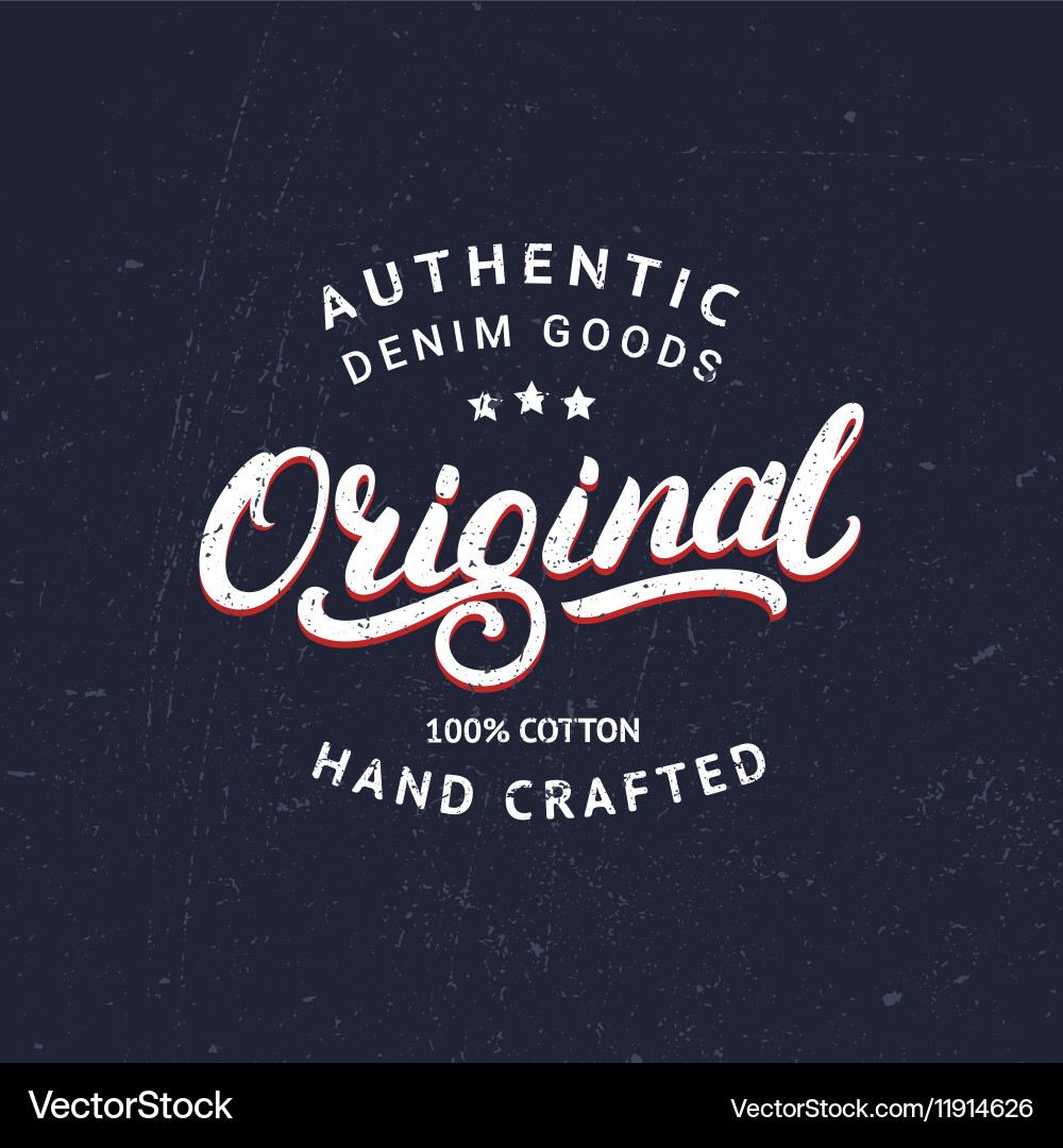 Vintage Denim Label Typography Vector Image