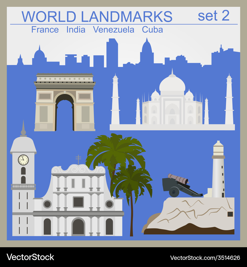 World landmarks icon set elements for creating vector image