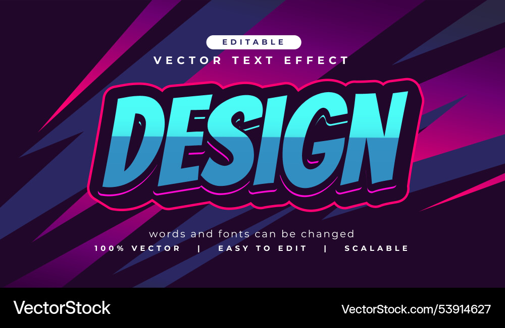 3d design editable text effect style vector image